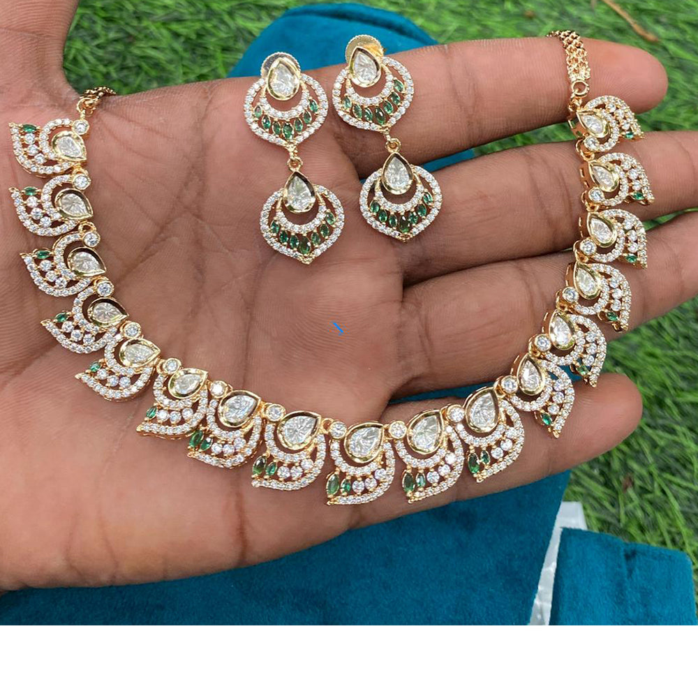 Amoliya Jewels Royal Elegance Polki Kundan And Austrian Stone Necklace Set