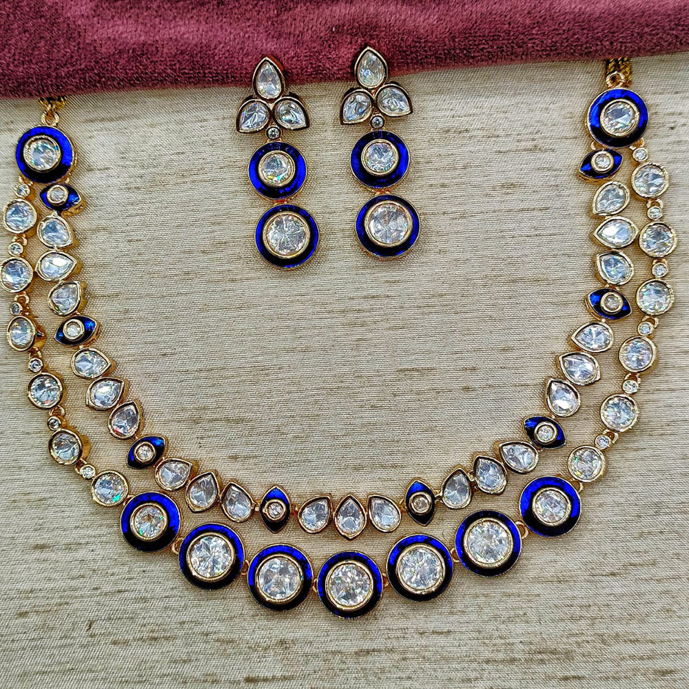 Amoliya Jewels Grand Polki Kundan Stone And Meenakari Necklace Set