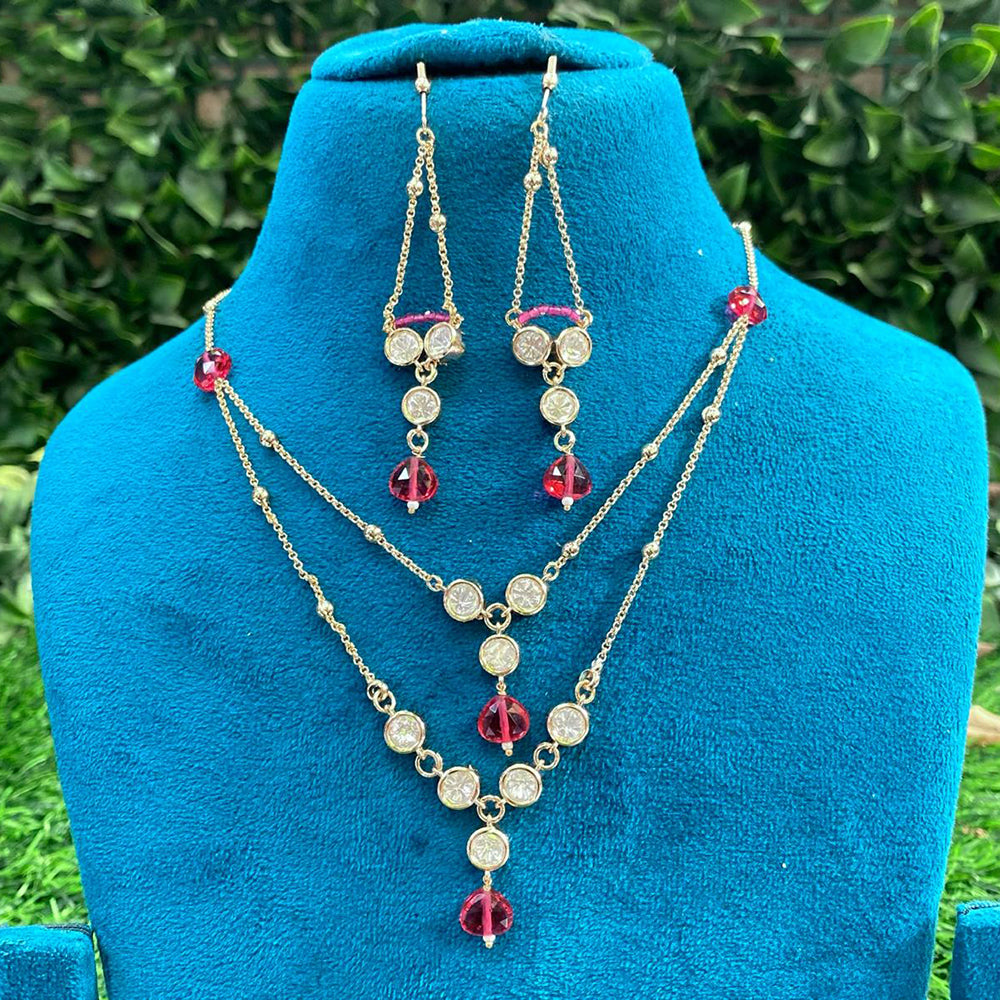 Amoliya Jewels Grand Polki Kundan Stone And Beads Necklace Set