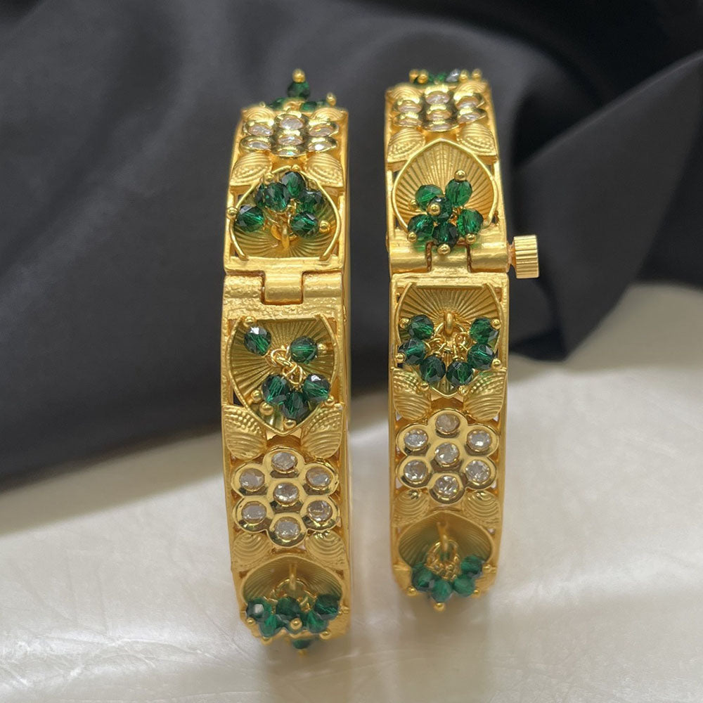 Amoliya Jewels Designer Polki Kundan And Pearl Opneable Statement Bangles Set