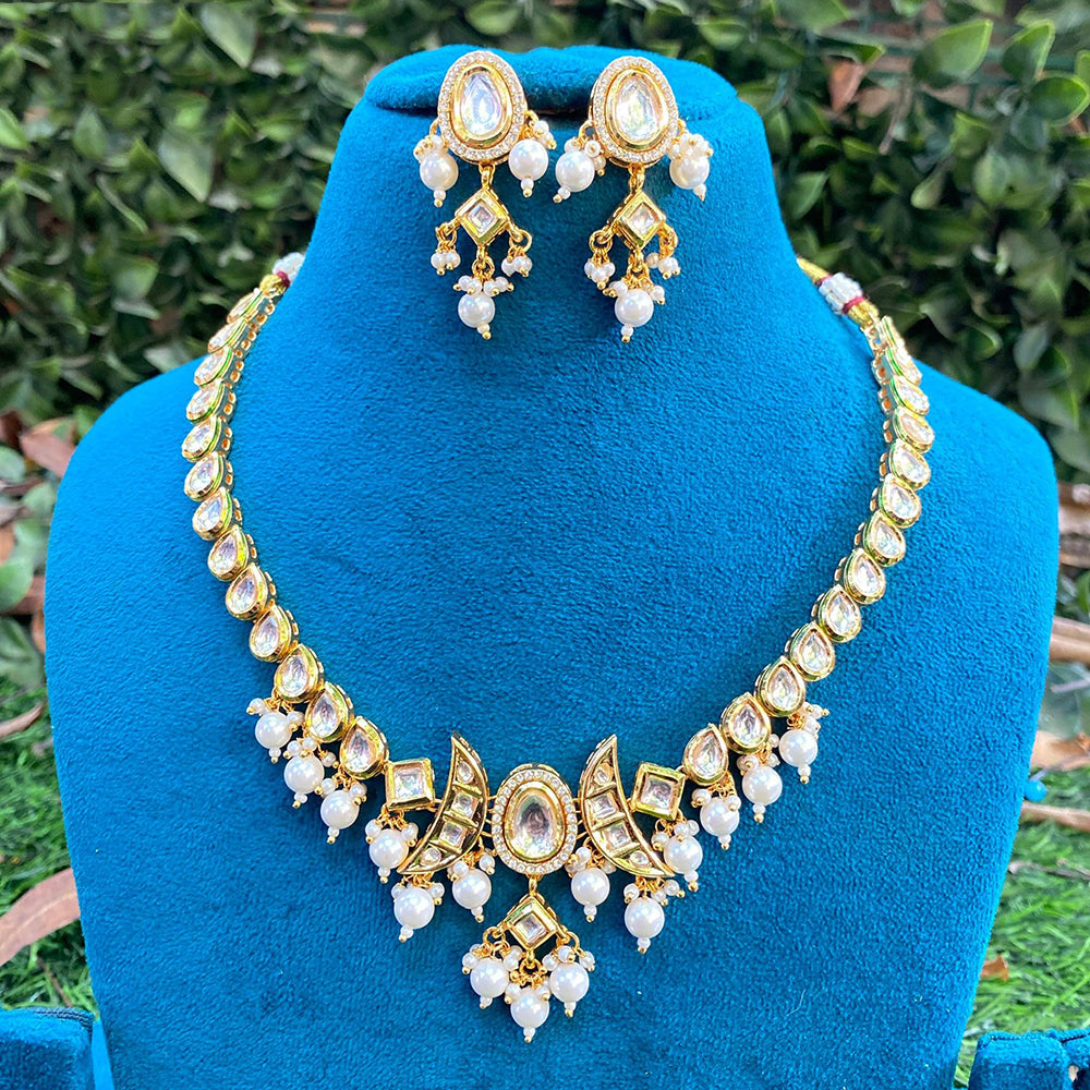 Amoliya Jewels Premium Kundan And Pearl Designer Necklace Set