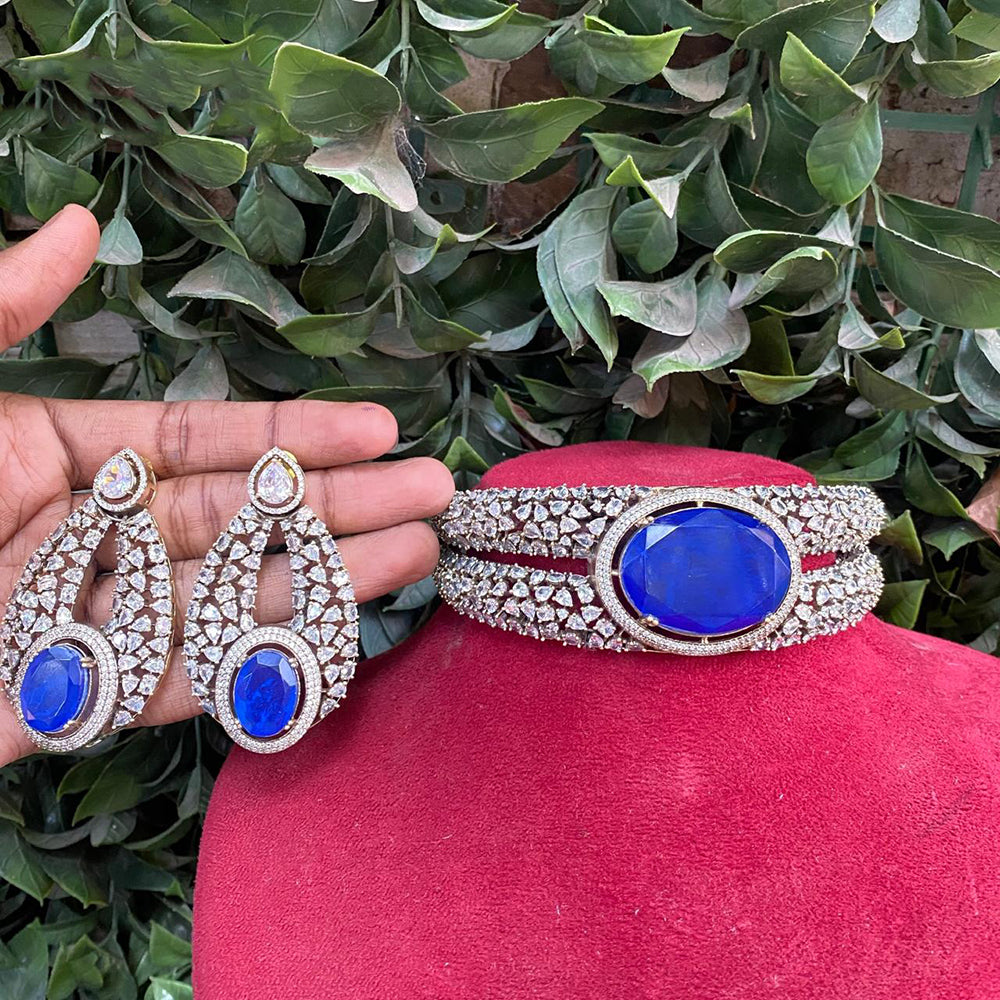 Amoliya Jewels American Diamond Elegant Choker Necklace Set