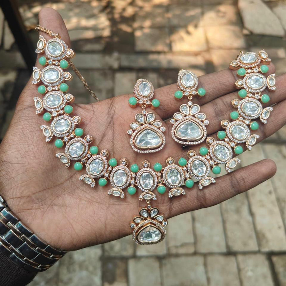 Amoliya Jewels Designer Polki Kundan And Beads Statement Necklace Set