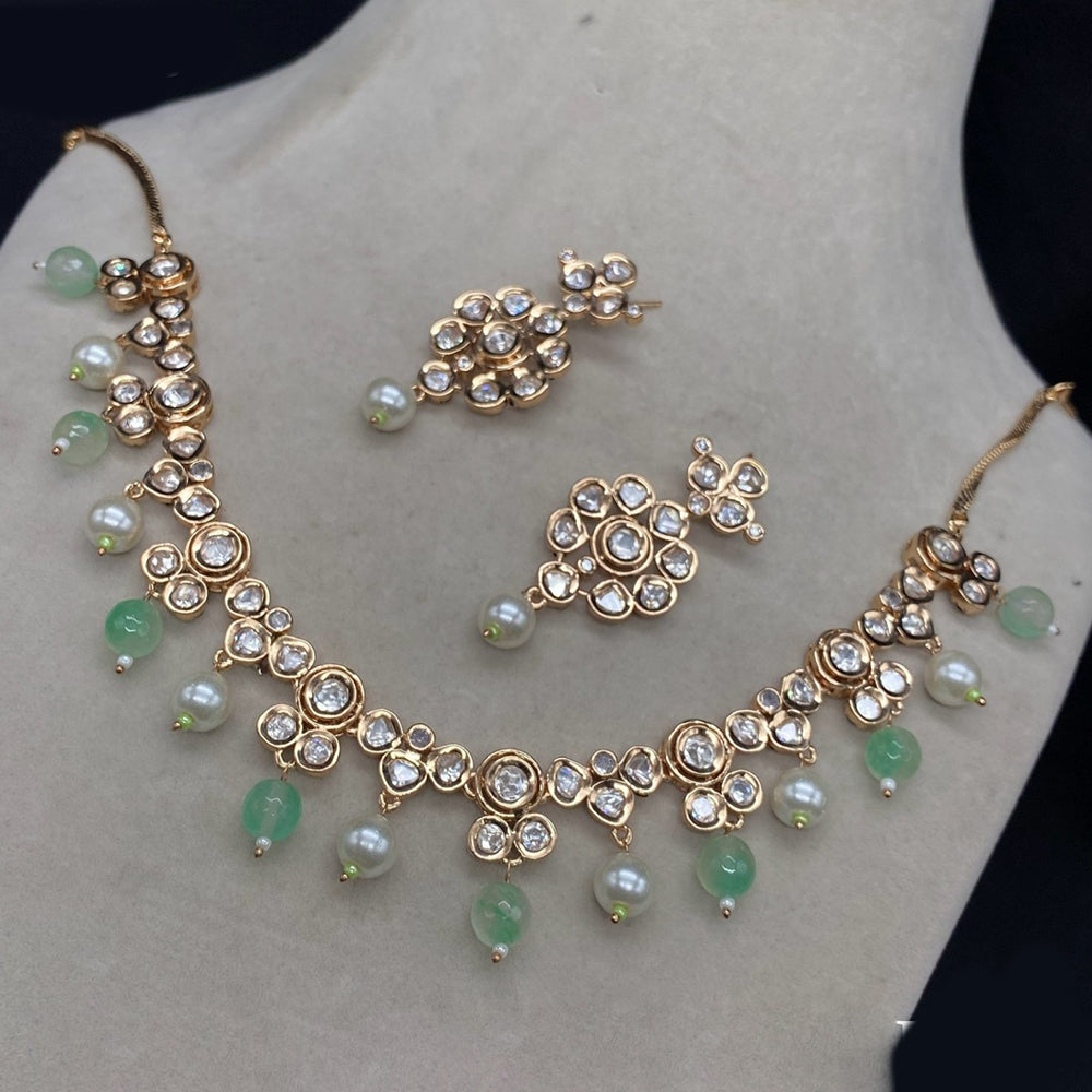 Amoliya Jewels Designer Polki Kundan Stone And Beads Necklace Set