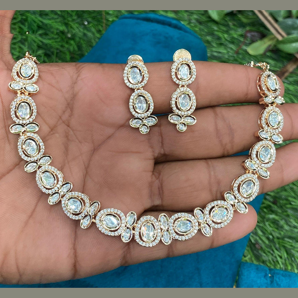 Amoliya Jewels Designer Polki Kundan Stone Necklace Set