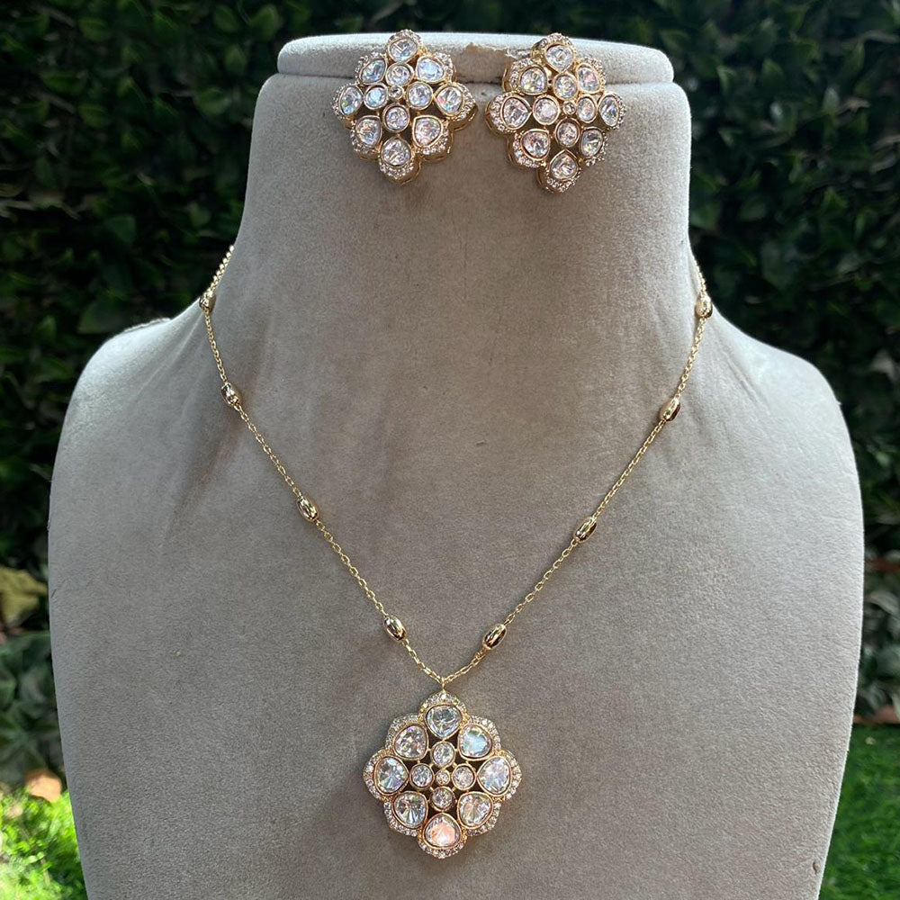 Amoliya Jewels Designer Polki Kundan Stone Necklace Set