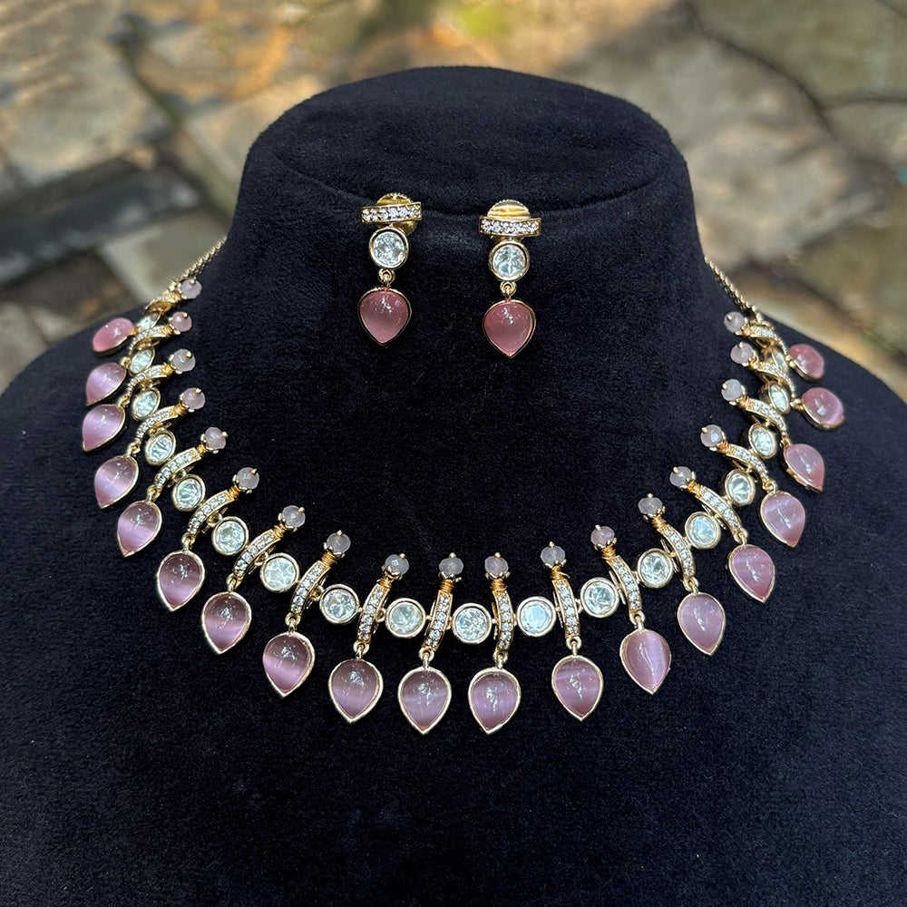 Amoliya Jewels Premium Polki Kundan Stone And Pearl Necklace Set