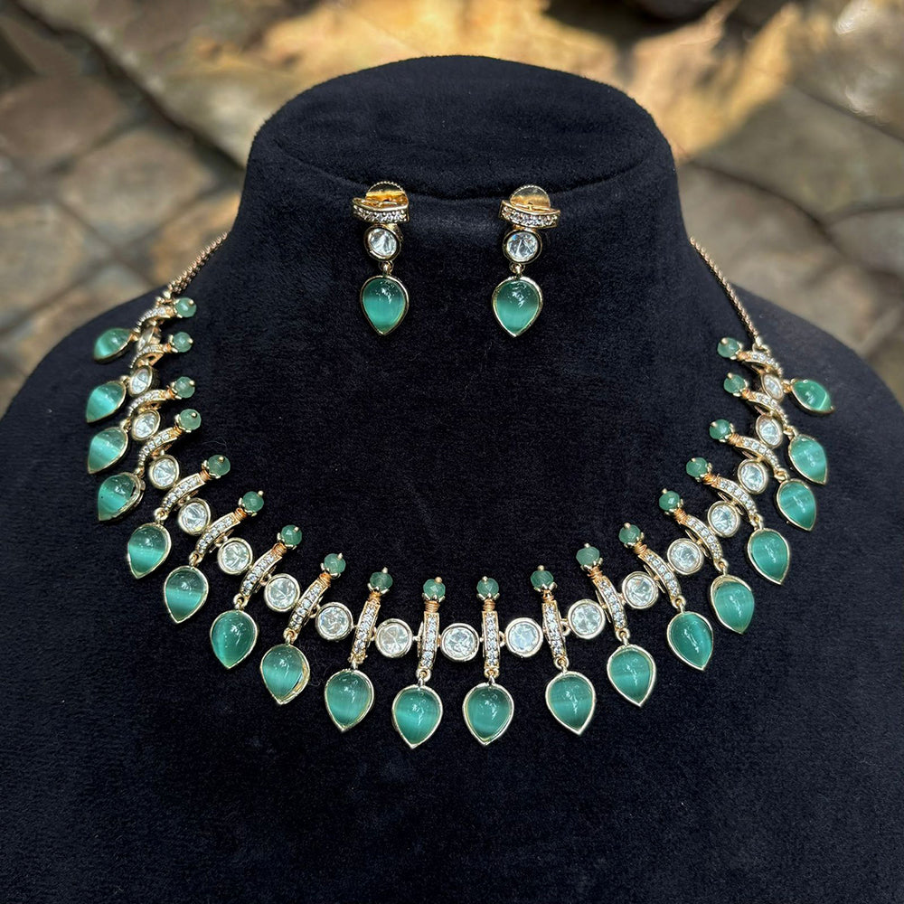 Amoliya Jewels Premium Polki Kundan Stone And Pearl Necklace Set