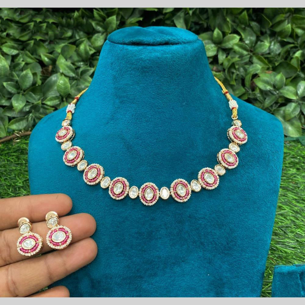 Amoliya Jewels 2 Tone Luxury Polki Kundan Stone And Pearl Necklace Set