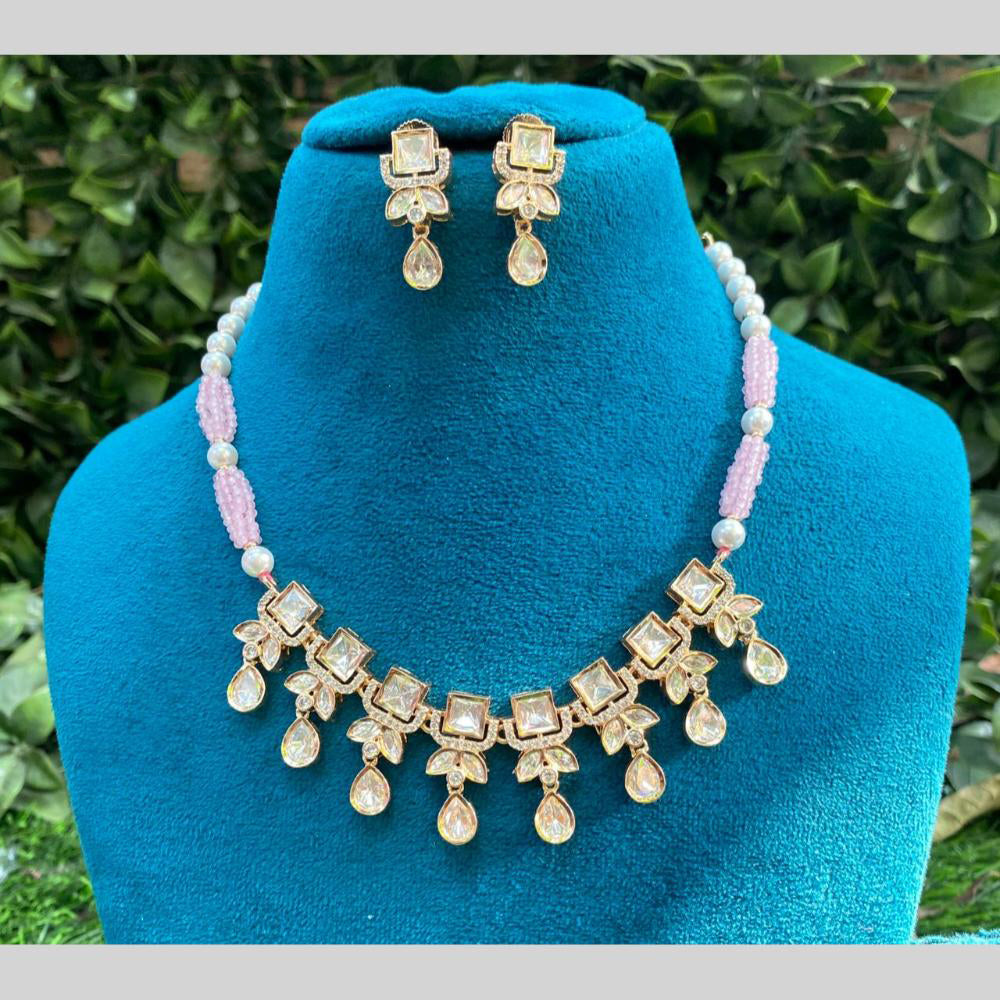 Amoliya Jewels Luxury Polki Kundan Stone Pearl And Beads Necklace Set