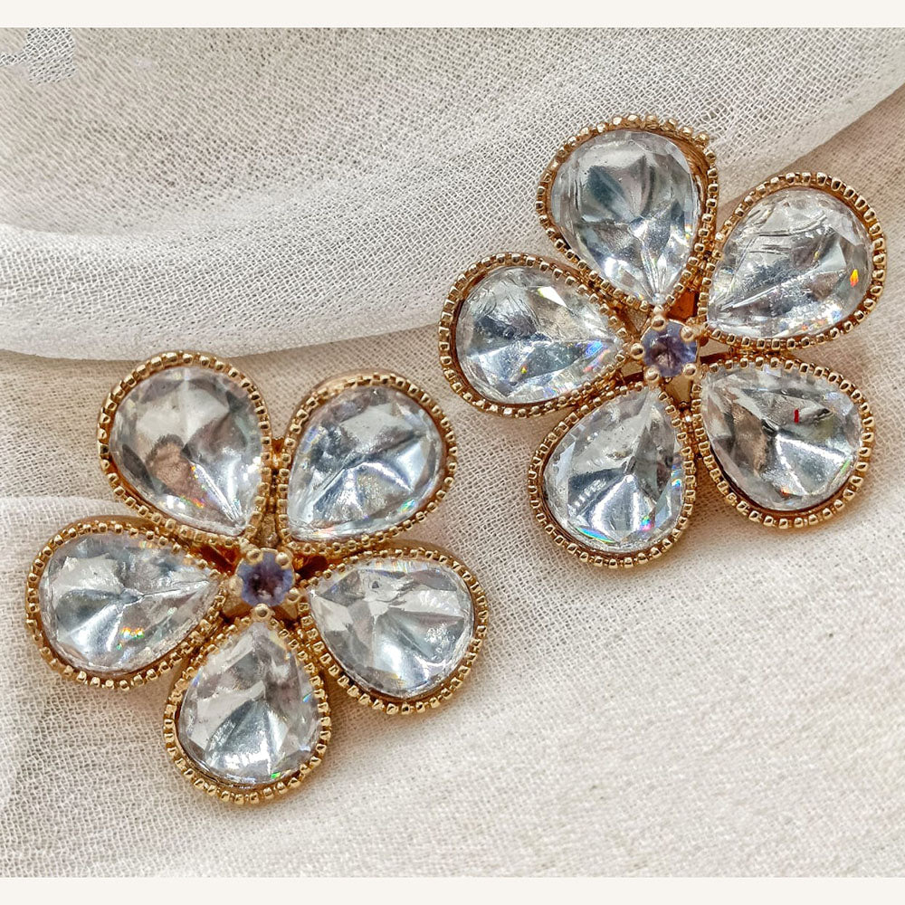 Amoliya Jewels Royal Polki Kundan Stone Designer Studs Earrings
