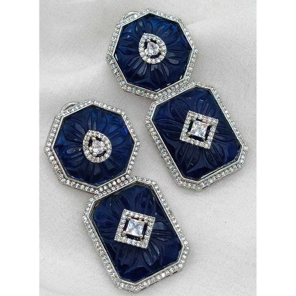 Amoliya Jewels Graceful American Diamond And Austrian Stone Dangler Earrings