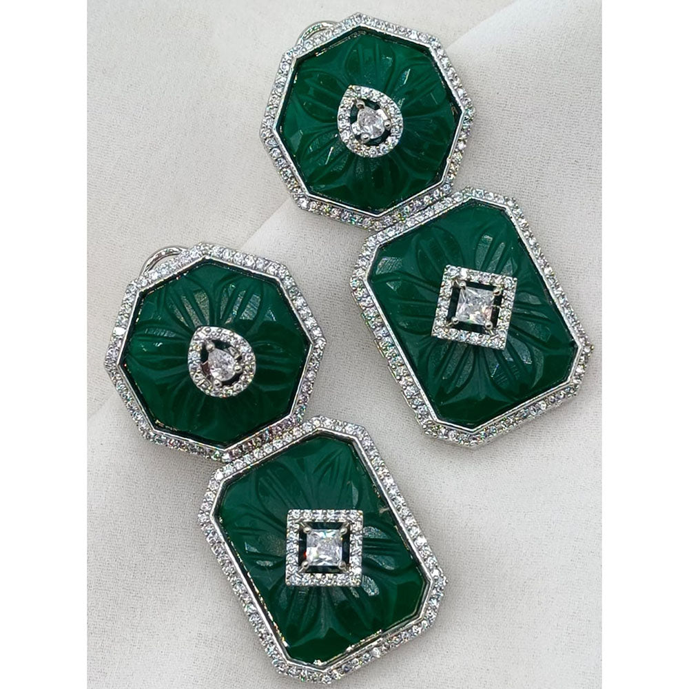 Amoliya Jewels Graceful American Diamond And Austrian Stone Dangler Earrings