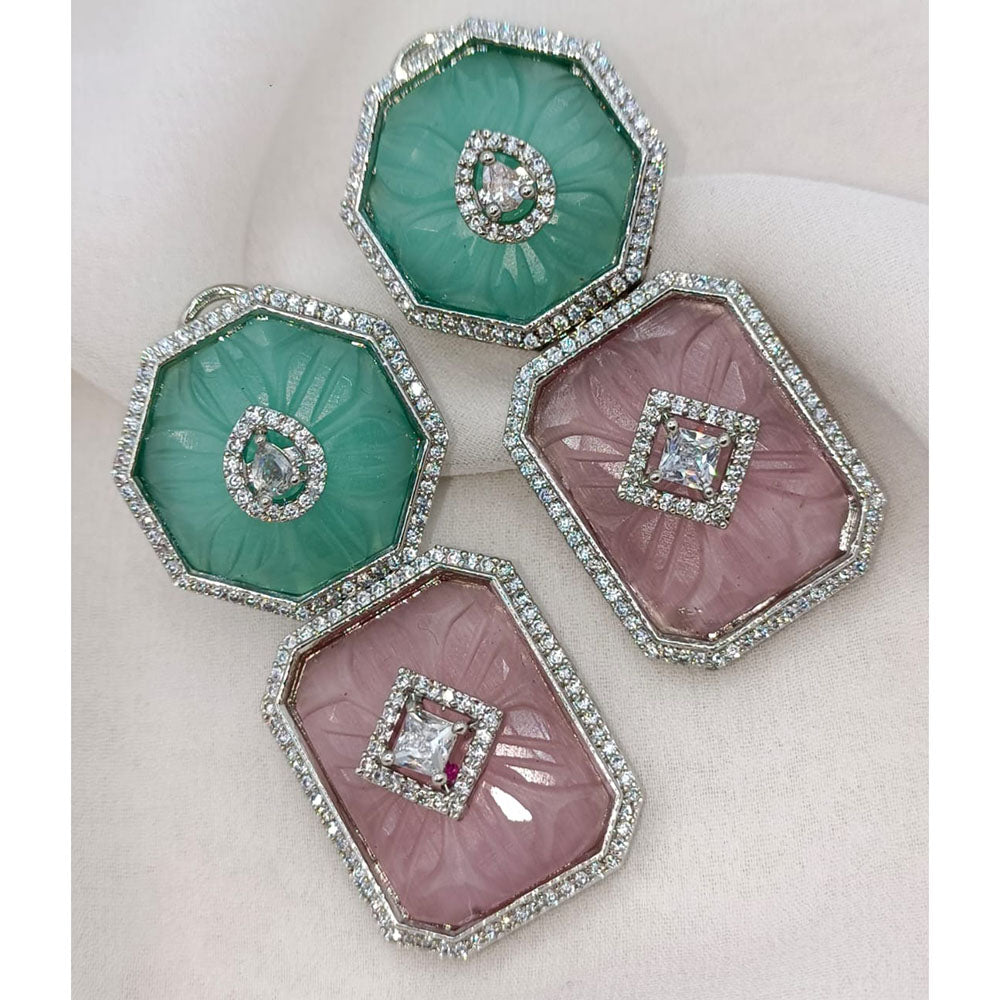 Amoliya Jewels Graceful American Diamond And Austrian Stone Dangler Earrings