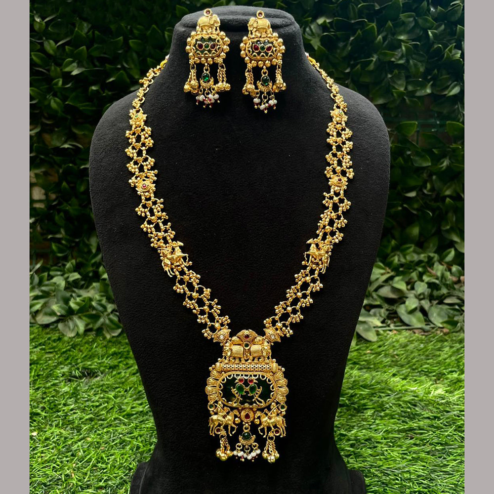 Amoliya Jewels Designer Pota Stone And Beads Long Necklace Set