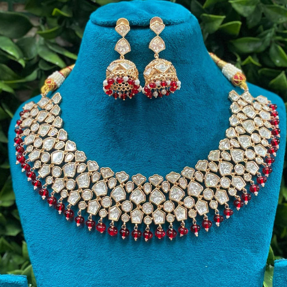 Amoliya Jewels Polki Kundan Stone Choker Necklace Set