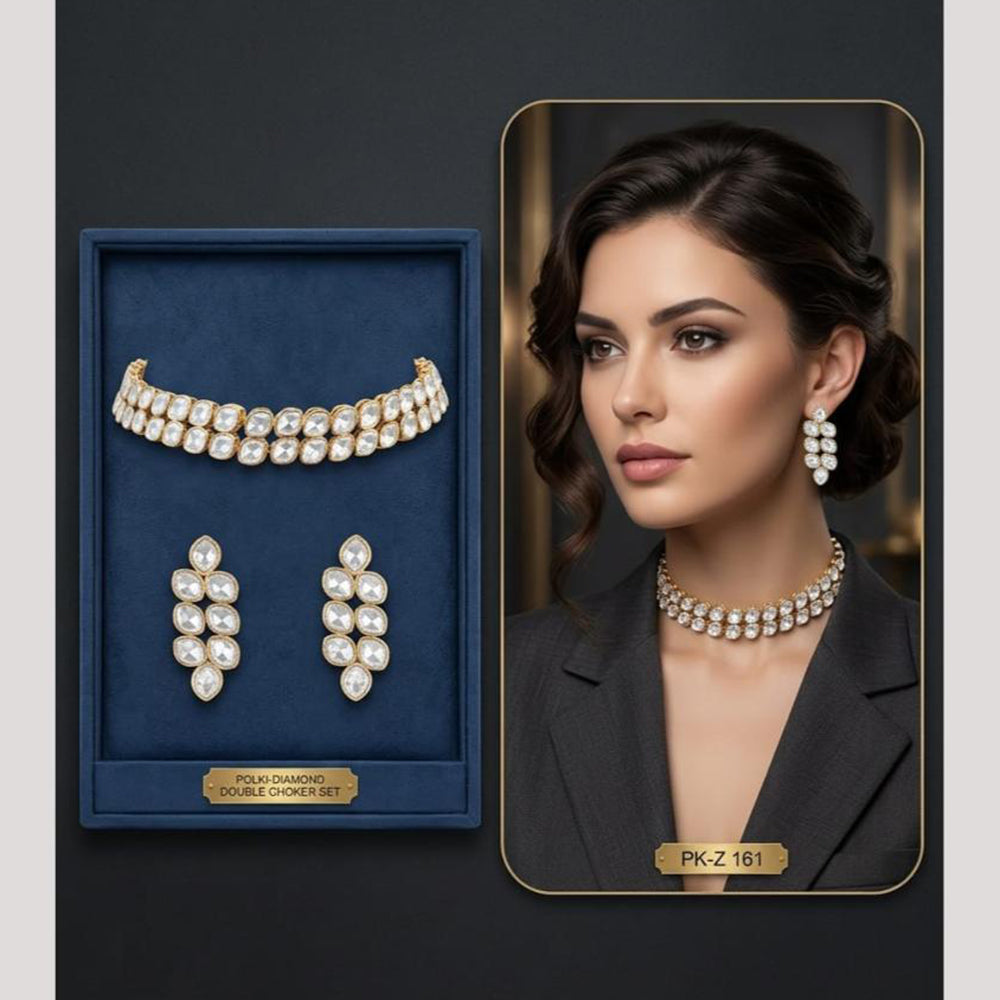 Amoliya Jewels Designer Ethnic Polki Kundan Stone Choker Neckalce Set