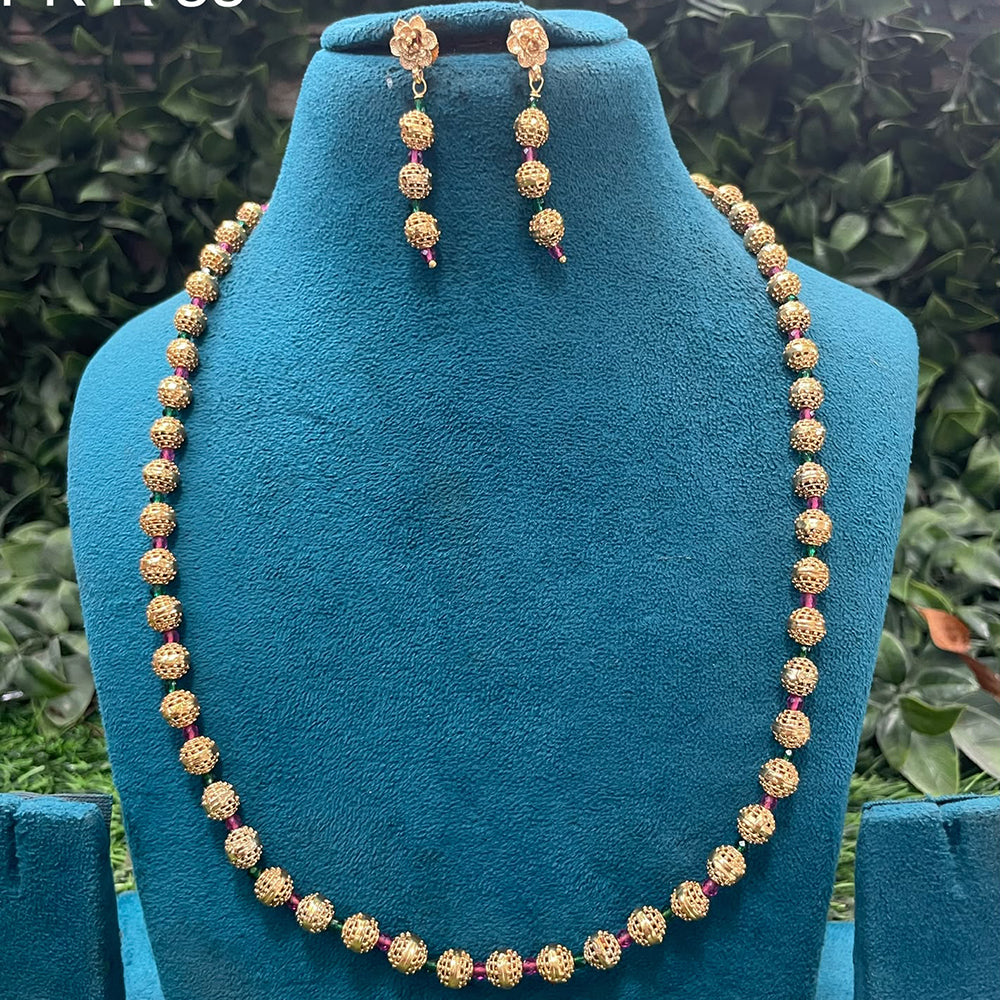 Amoliya Jewels Gold Plated Beads Necklace Set
