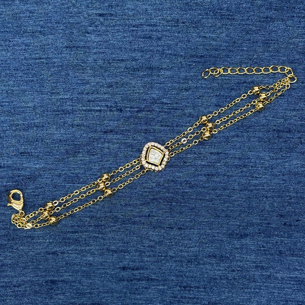Amoliya Jewels Decent Polki Kundan And Pearl Adjustable Bracelet