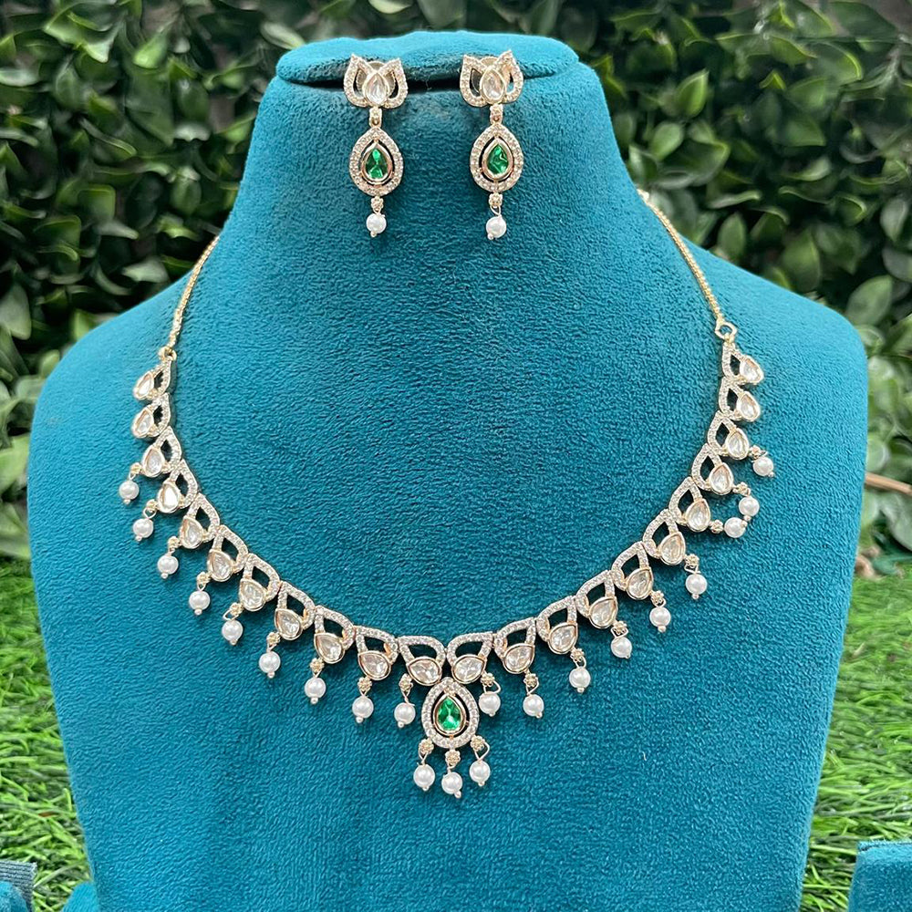 Amoliya Jewels Royal Polki Kundan Stone And Pearl Necklace Set