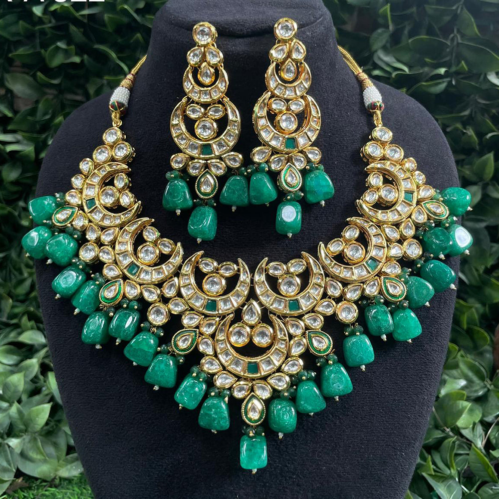 Amoliya Jewels Traditional Kundan Stone And Beads Necklace Set