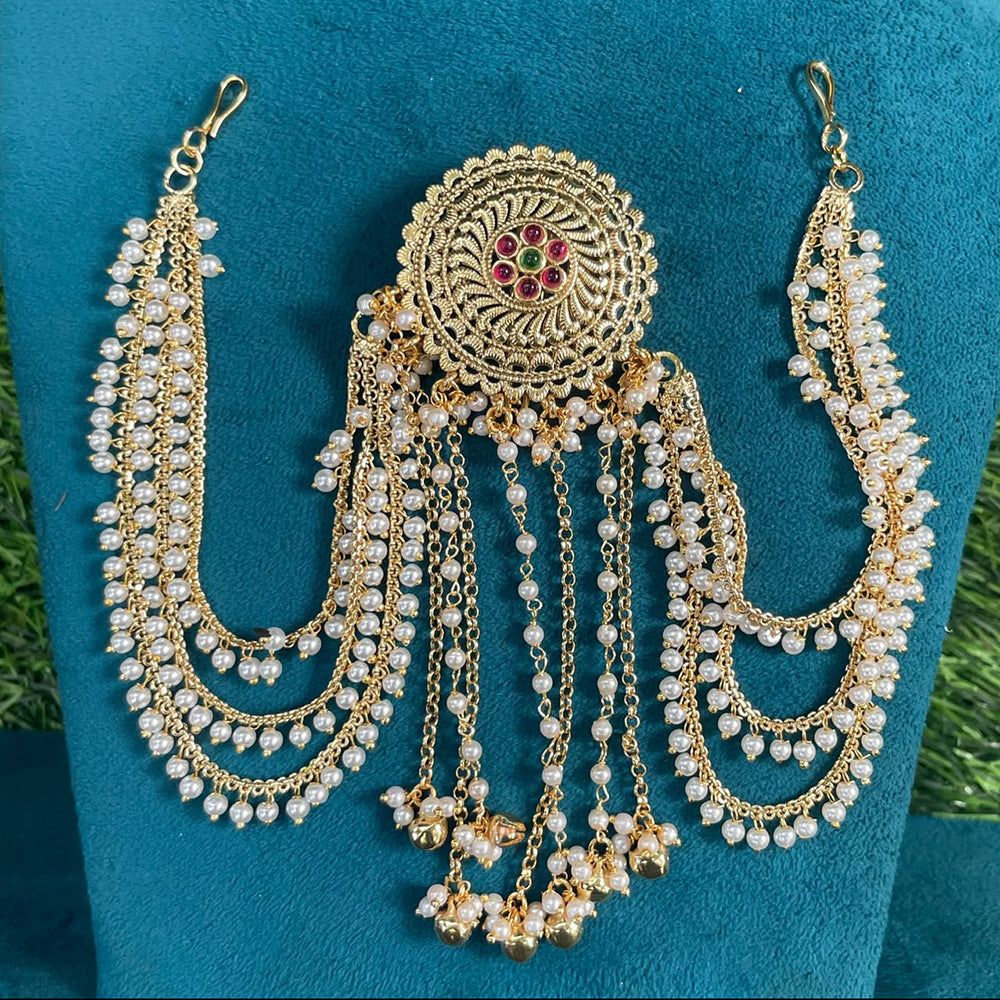 Amoliya Jewels Royal Pota Stone And Pearl Designer Hair Accessories