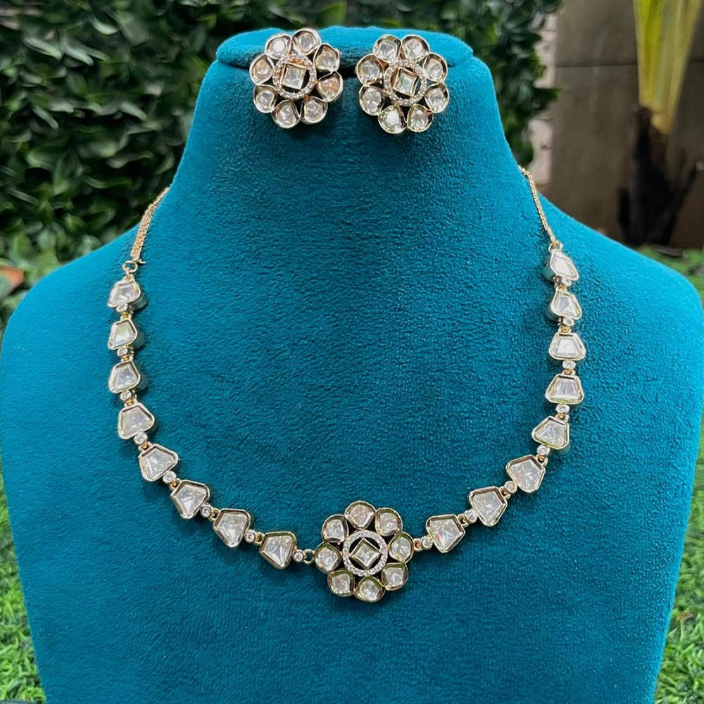 Amoliya Jewels Classic Polki Kundan Stone Necklace Set For Women