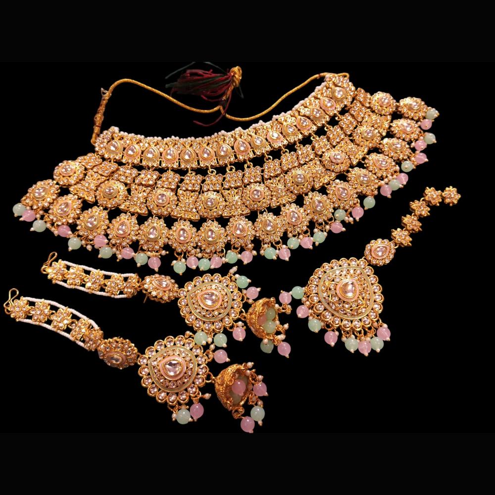 The Fashion Jewels Gold Plated Kundan Stone And Beads Necklace Set