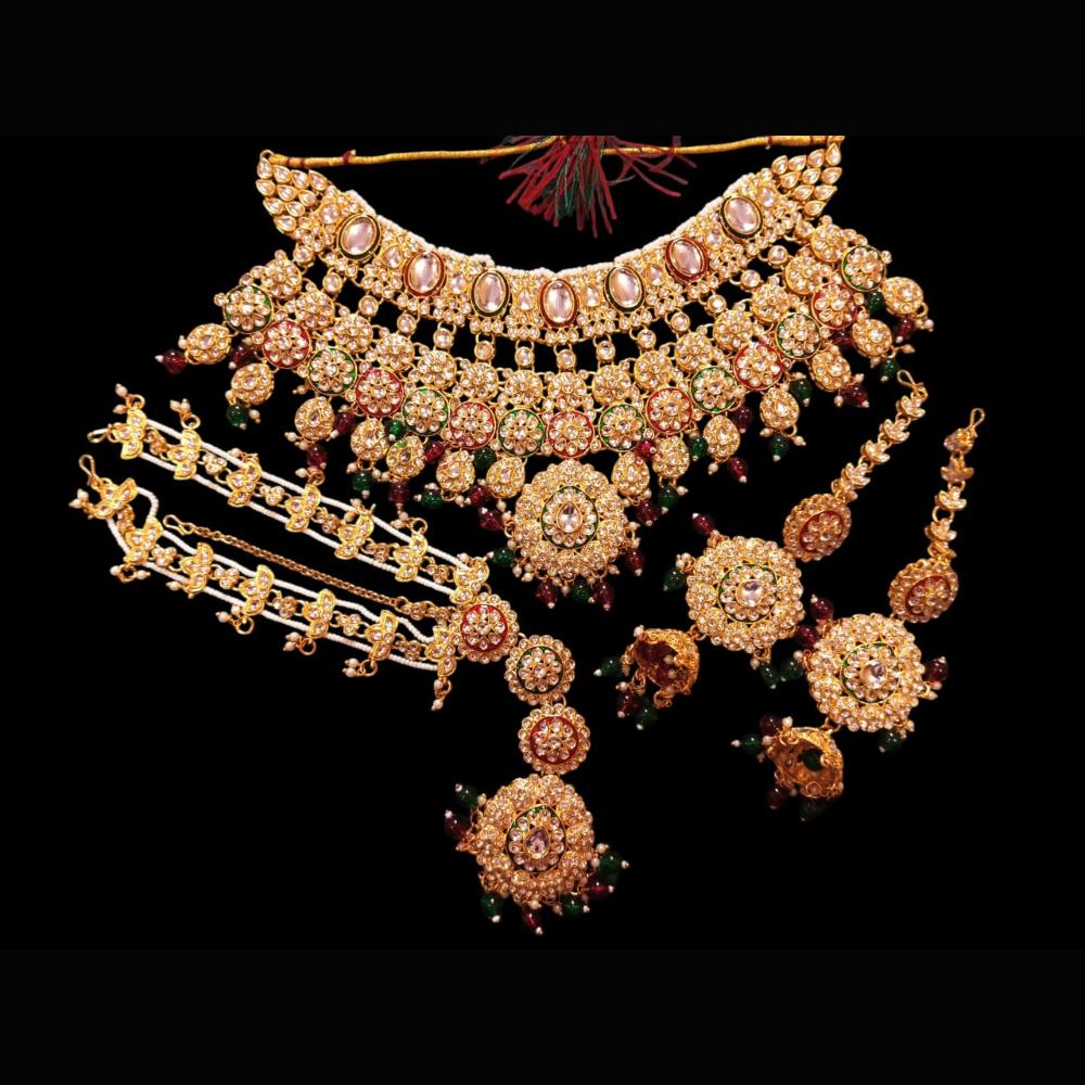 The Fashion Jewels Gold Plated Kundan Stone And Beads Necklace Set