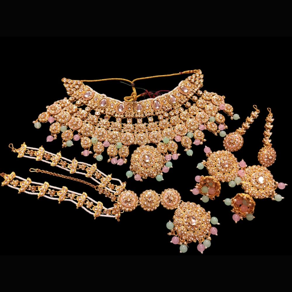 The Fashion Jewels Gold Plated Kundan Stone And Beads Necklace Set