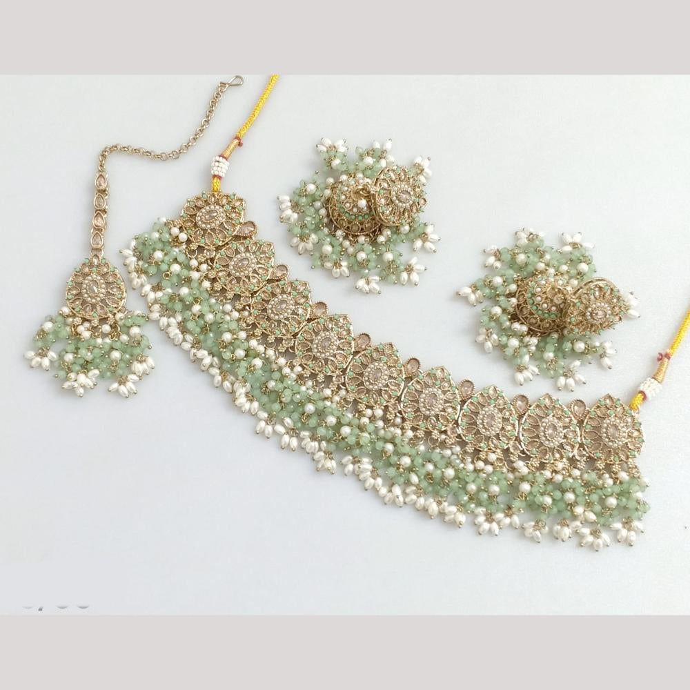 Rajwadi Collection Gold Plated Crystal Stone And Pearl Necklace Set