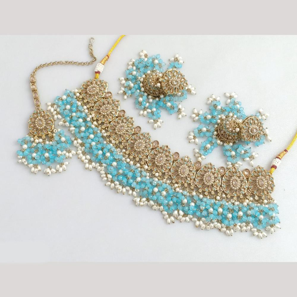 Rajwadi Collection Gold Plated Crystal Stone And Pearl Necklace Set
