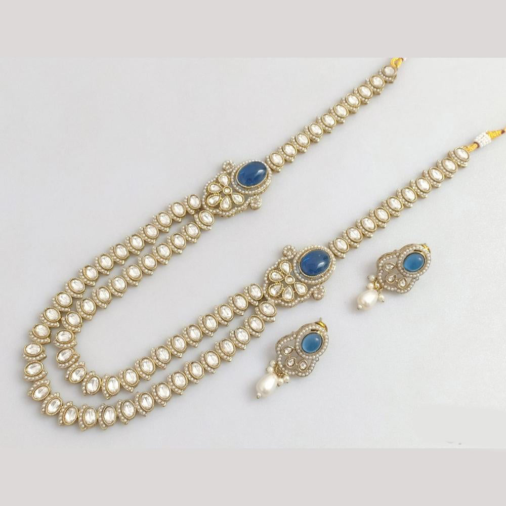 Rajwadi Collection Gold Plated Crystal Stone And Beads Long Necklace Set