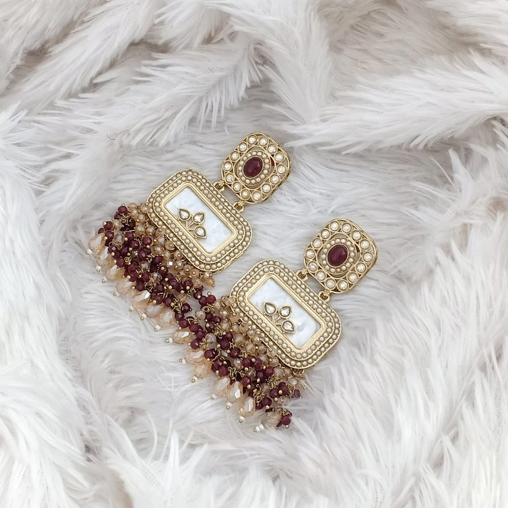 Rajwadi Collection Gold Pated Crystal Stone Dangler Earrings