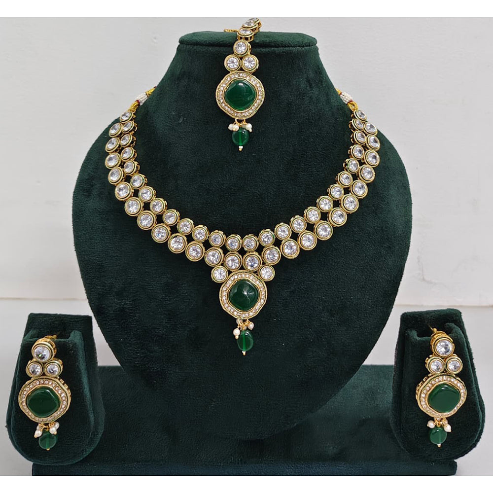 Rajwadi Collection Crystal Stone And Pearl Designer Necklace Set