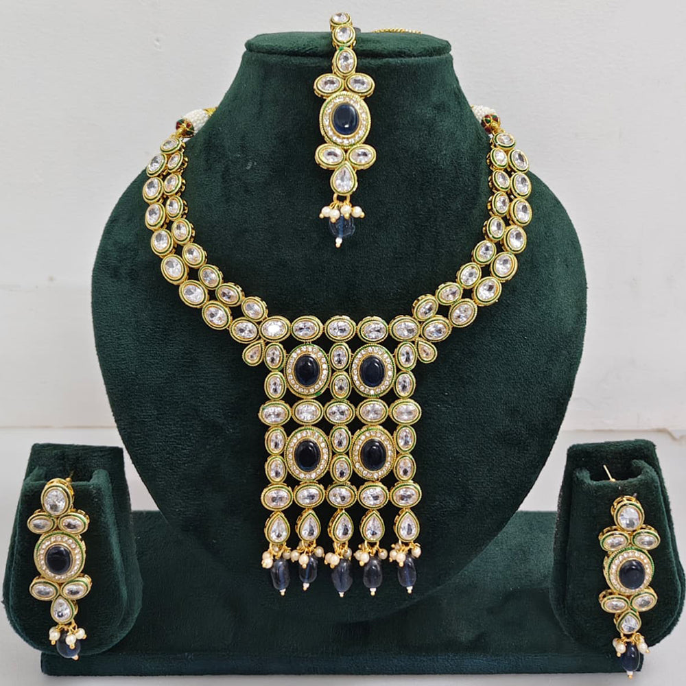 Rajwadi Collection Crystal Stone And Pearl Designer Necklace Set