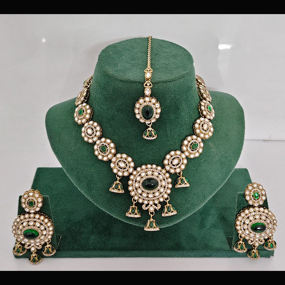 Rajwadi Collection Heritage Pota Stone And Austrian Stone Necklace Set