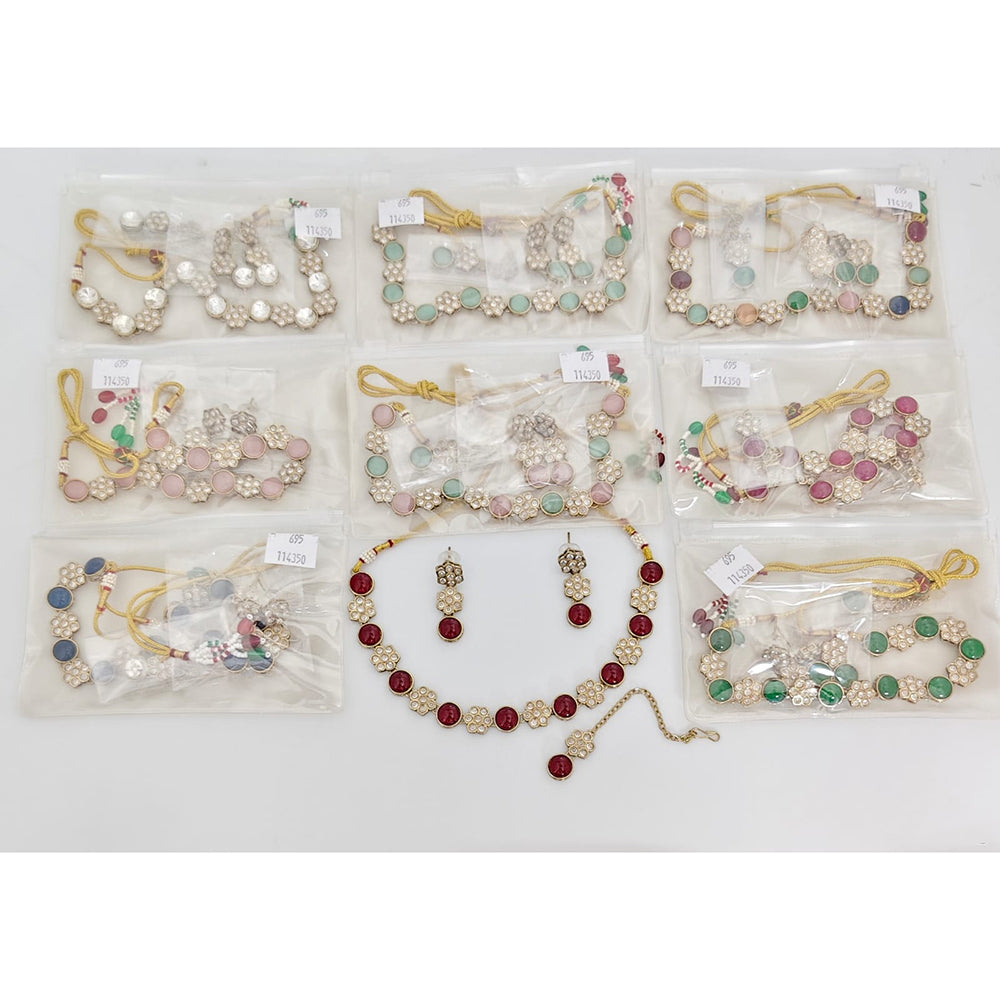 Rajwadi Collection Heritage Pota Stone Necklace Set