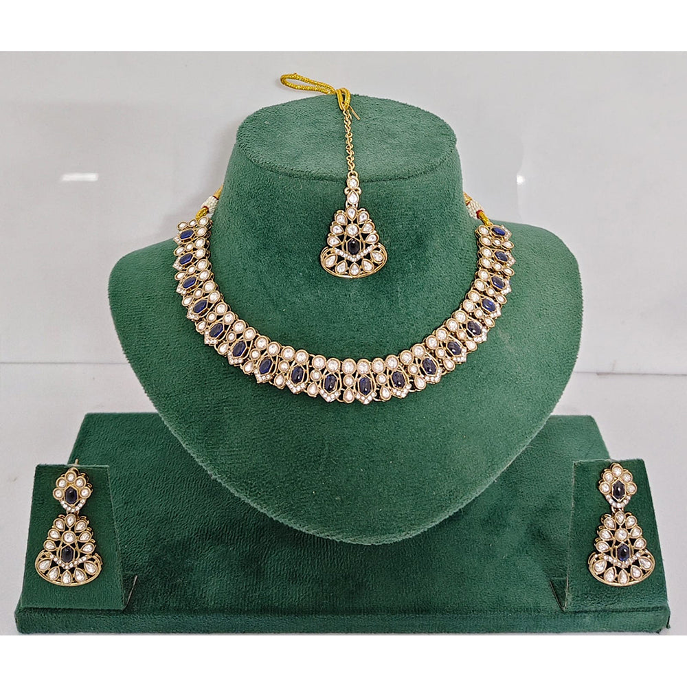 Rajwadi Collection Heritage Pota Stone Necklace Set