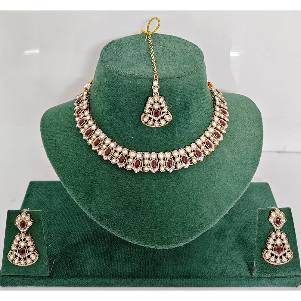 Rajwadi Collection Heritage Pota Stone Necklace Set