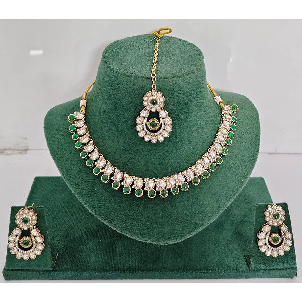Rajwadi Collection Heritage Pota Stone Necklace Set