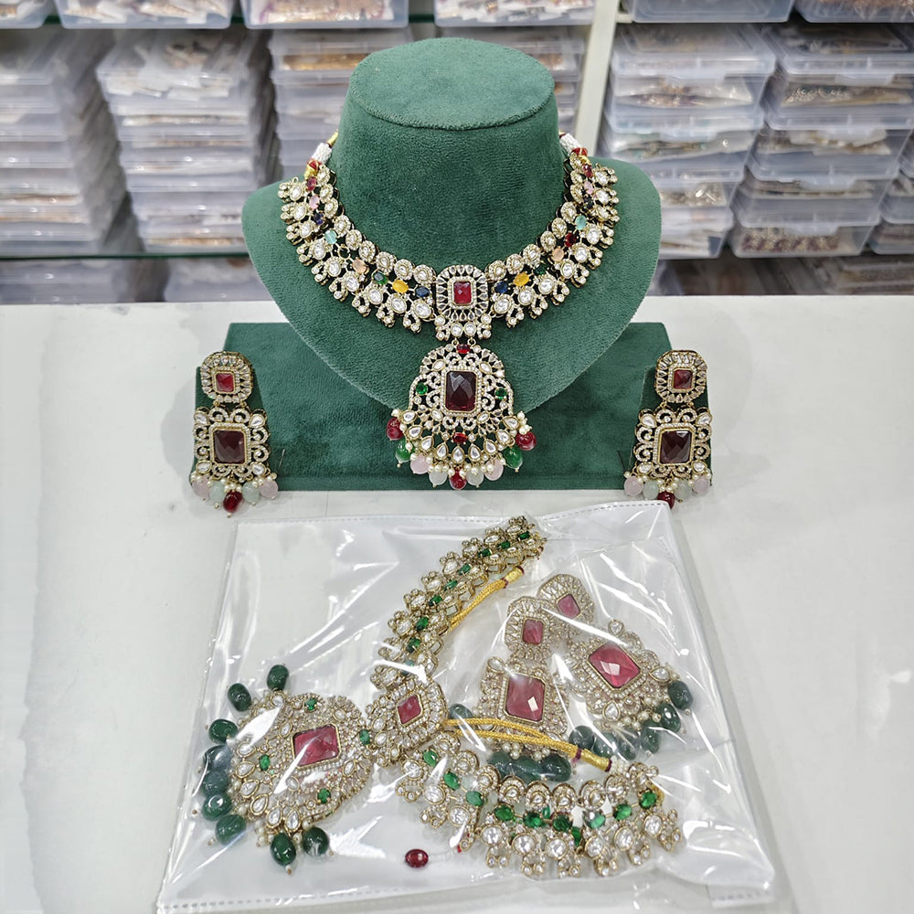 Rajwadi Collection Heritage Polki Kundan Stone Necklace Set