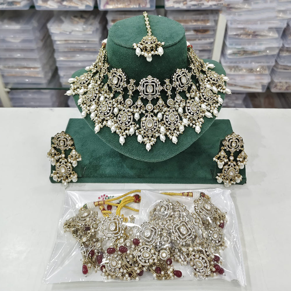 Rajwadi Collection Heritage Polki Kundan Stone And Pearl Choker Necklace Set