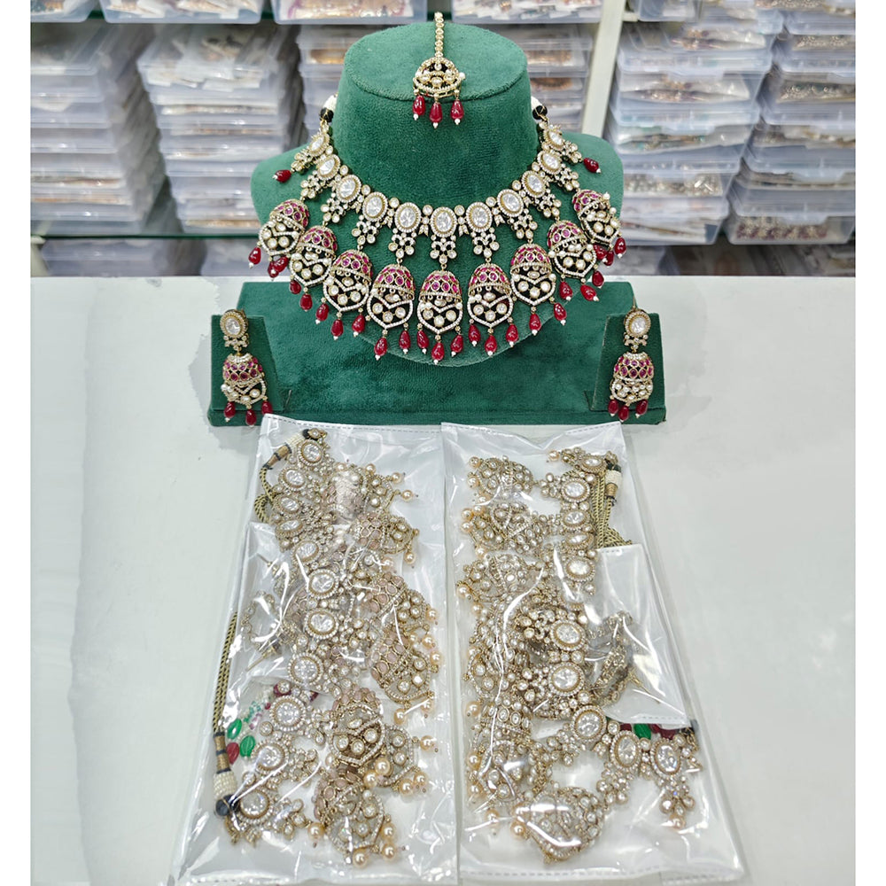 Rajwadi Collection Heritage Polki Kundan Stone And Beads Necklace Set