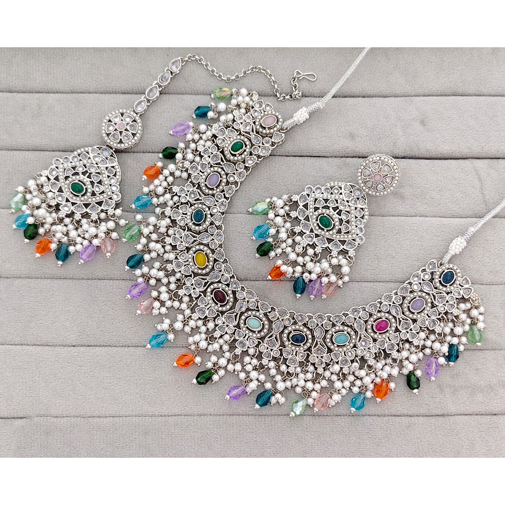Rajwadi Collection Traditional Crystal Stone And Pearl Necklace Set
