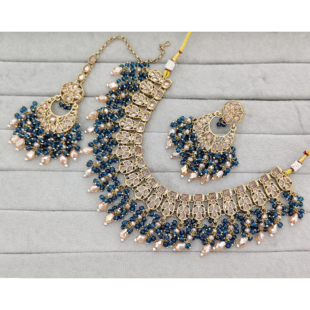 Rajwadi Collection Traditional Crystal Stone And Pearl Necklace Set