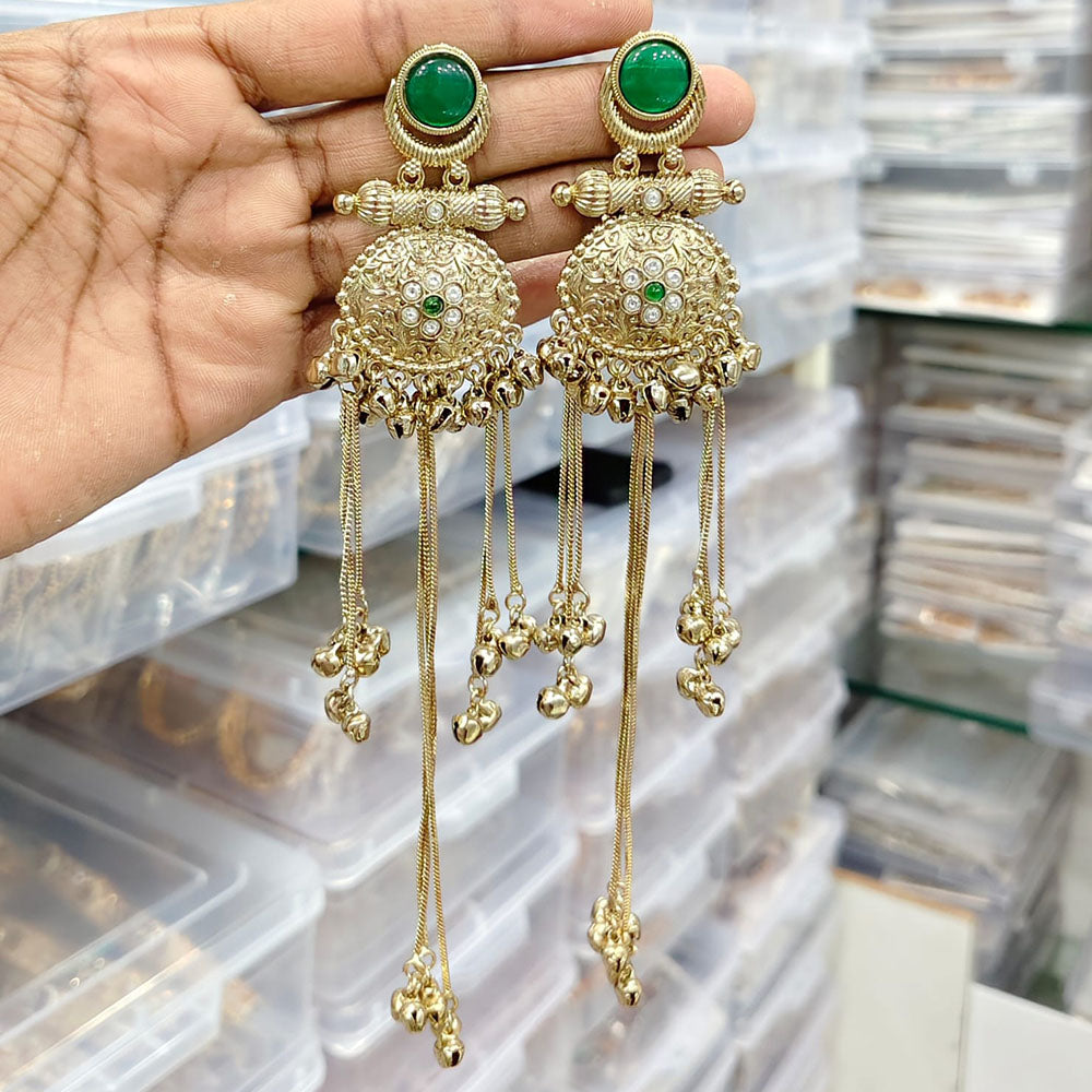 Rajwadi Collection Royal Pota Stone Ghungroo Dangler Earrings