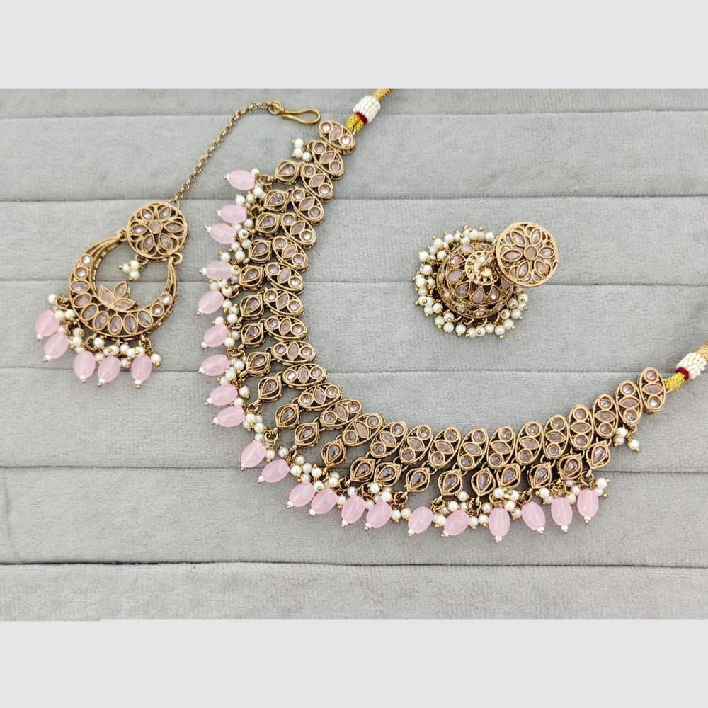 Rajwadi Collection Traditional Crystal Stone And Pearl Necklace Set