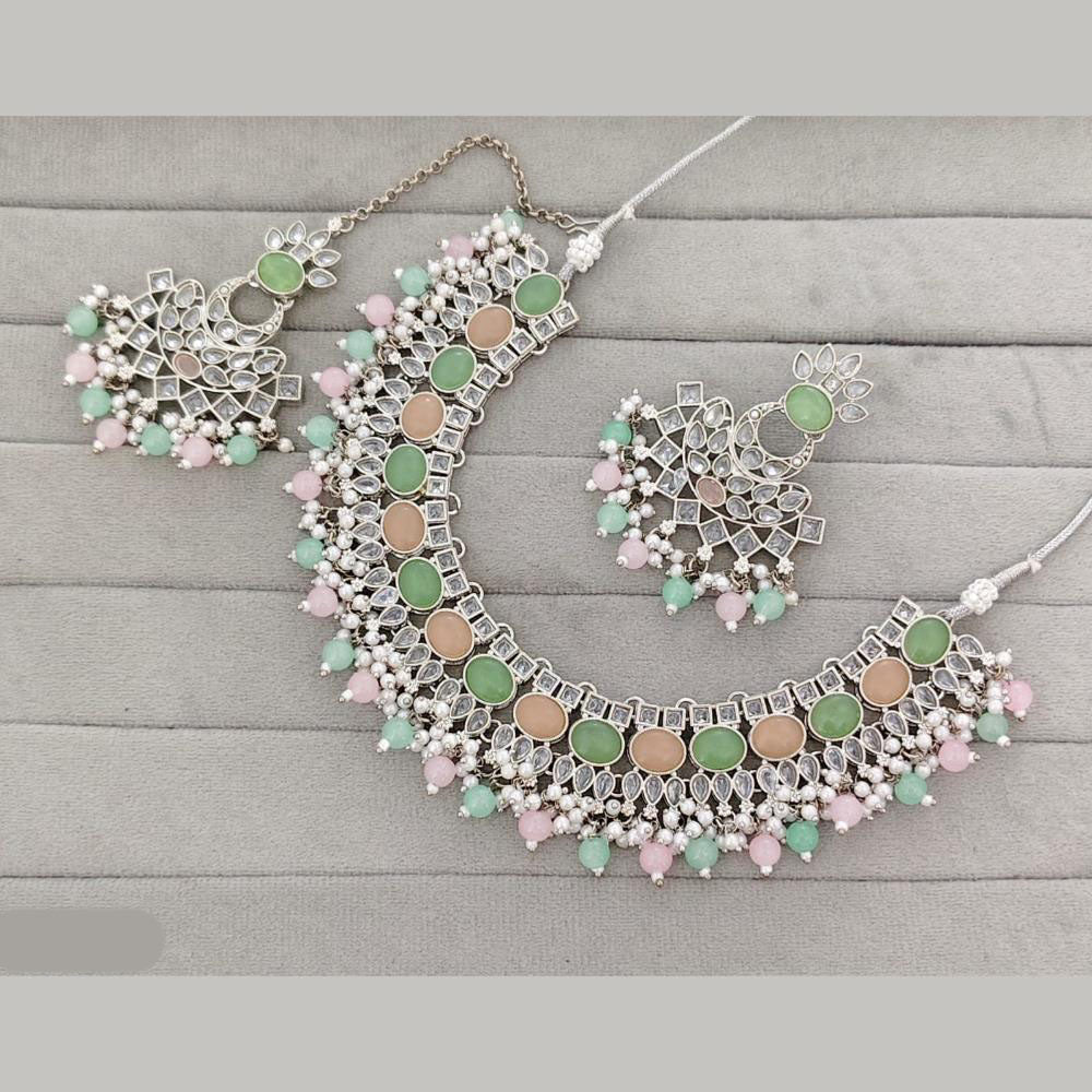 Rajwadi Collection Traditional Crystal Stone And Pearl Necklace Set