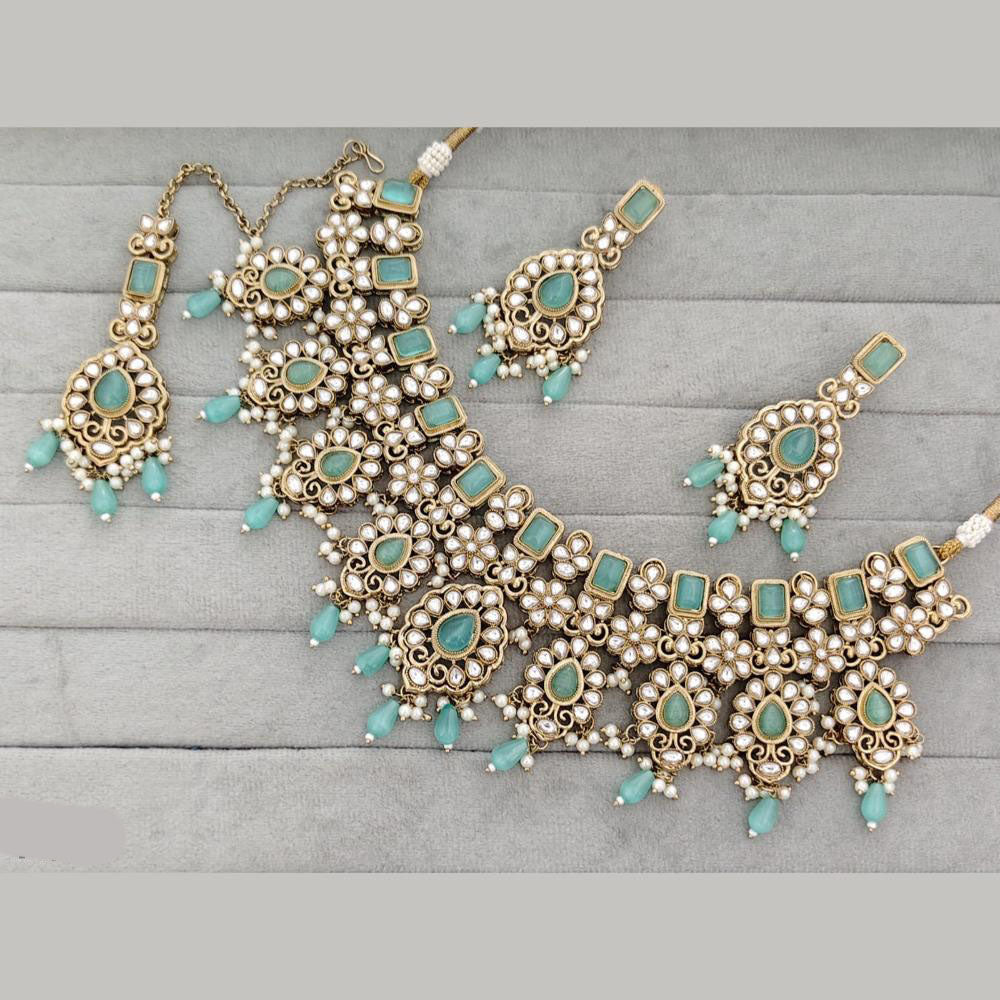 Rajwadi Collection Designer Pota Stone Pearl And Beads Necklace Set